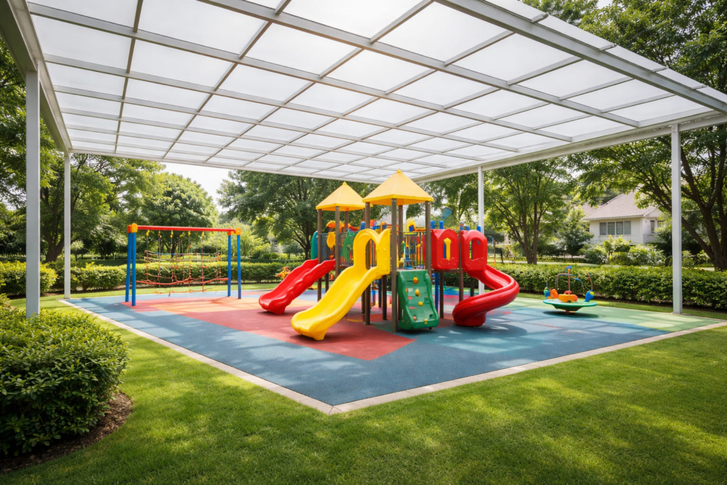 techo-policarbonato-zona-juegos-infantiles